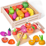 35 PCs Wooden Pretend Play Food for Kids Kitchen