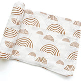 Caramel & White Rainbow Swaddle Blanket