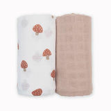 2-pack Cotton Swaddles - Mushroom/Sand