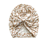 Bow Turban Hat - Mocha Ditsy Floral