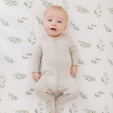 Bamboo Premium Fitted Crib Sheet - Green Leaves